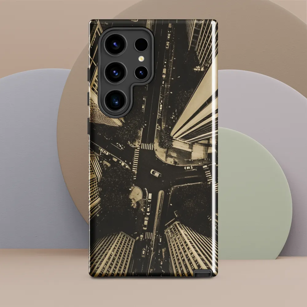 Urban Symphony: Aerial Perspective of City Life | Phone Case |  S24 Ultra | Tough Case | Glossy