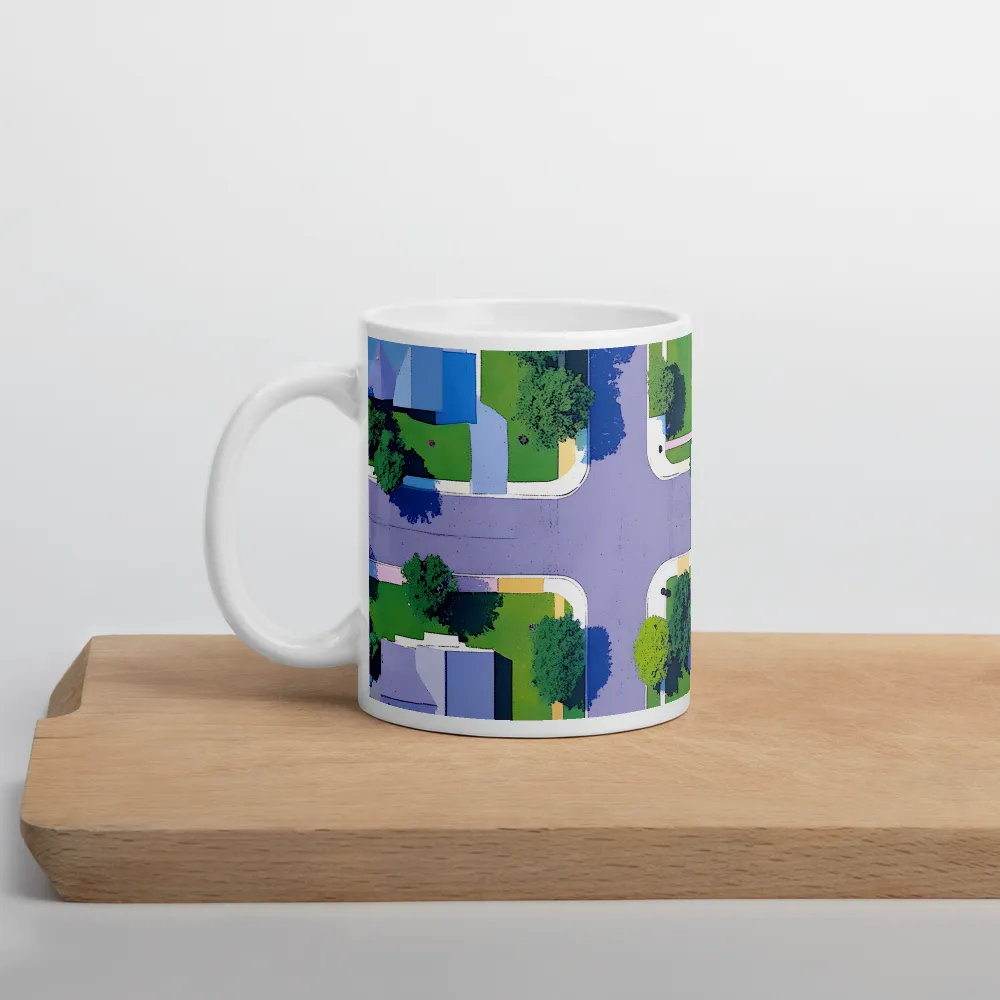 Aerial Harmony: Suburban Crossroads | Mug with White inside | 11 oz