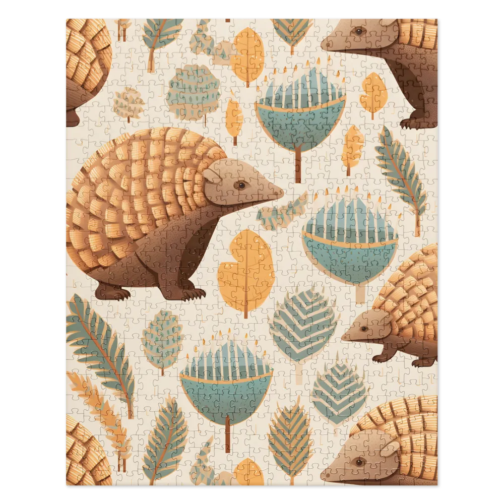 Pangolins in a Whimsical Habitat | Jigsaw Puzzle | 520 pieces