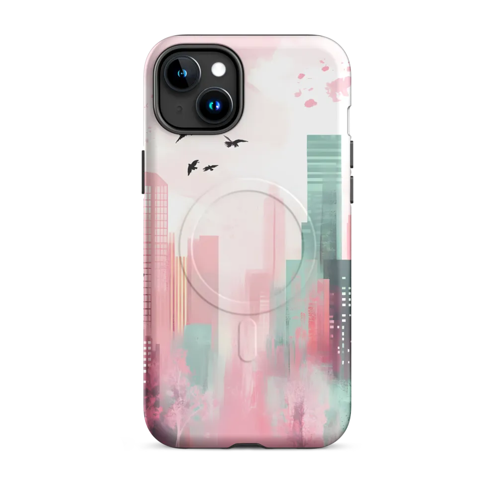 Dreamy Cityscape in Pink and Cyan