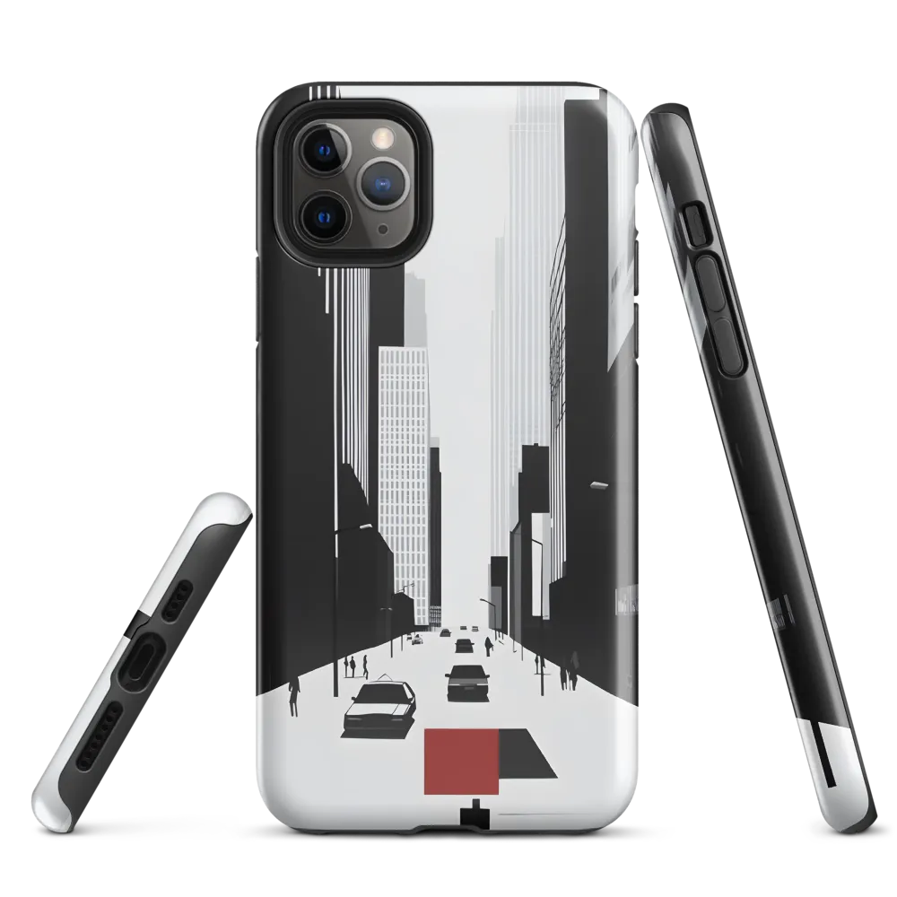 Urban Solitude: A Minimalistic Cityscape | Phone Case |  11 Pro Max | Tough Case | Glossy