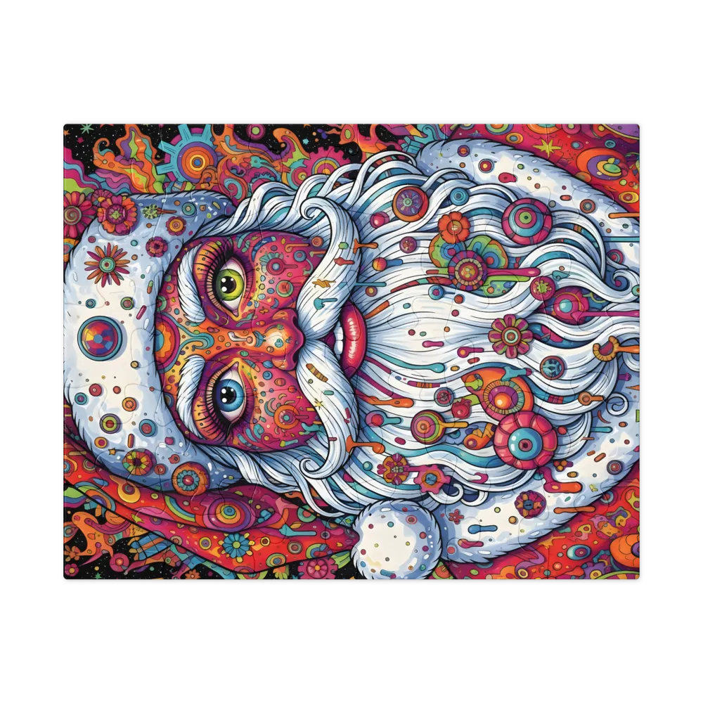 Psychedelic Santa Portrait 
 Jigsaw Puzzle in Tin Box