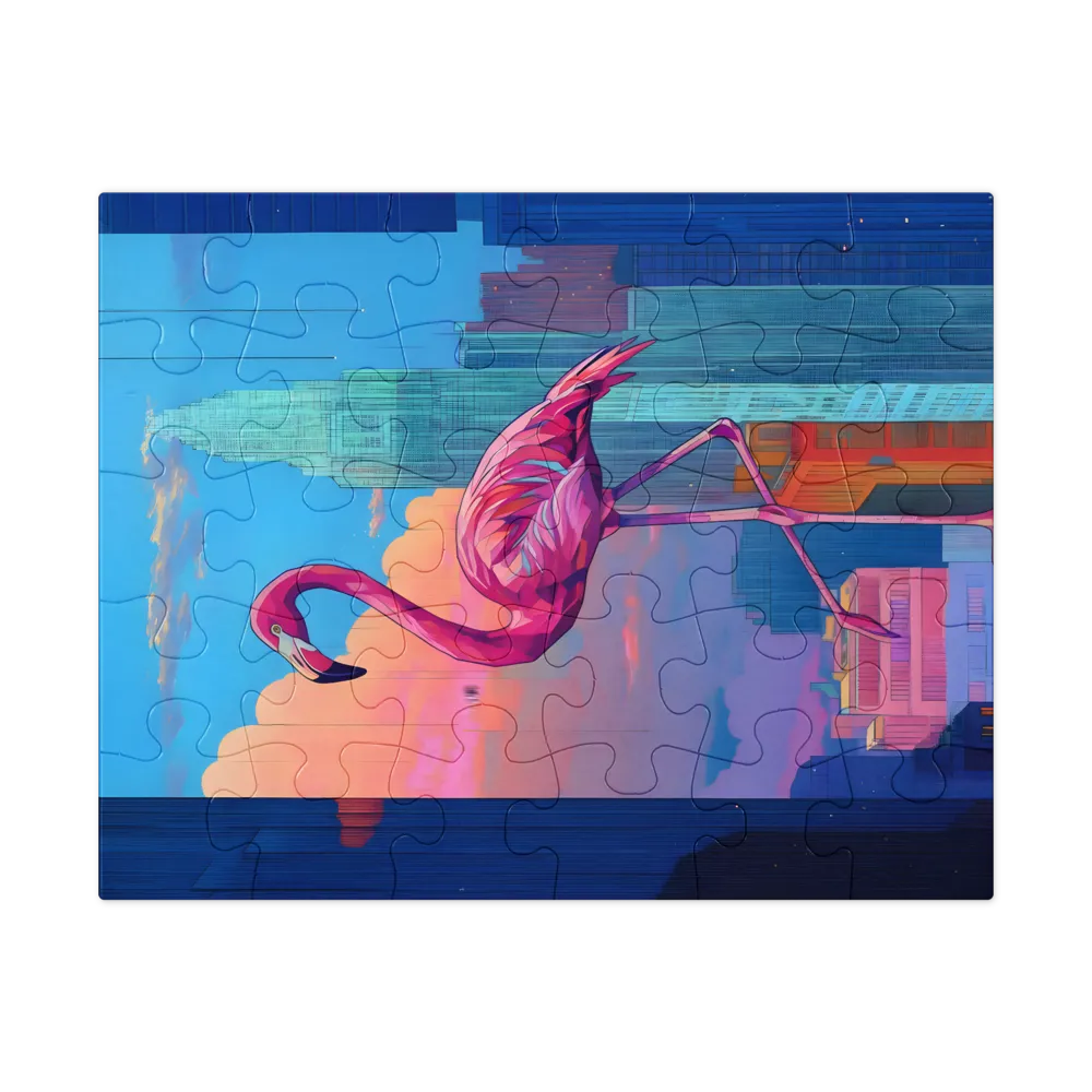 Urban Flamingo 
 Jigsaw Puzzle in Tin Box