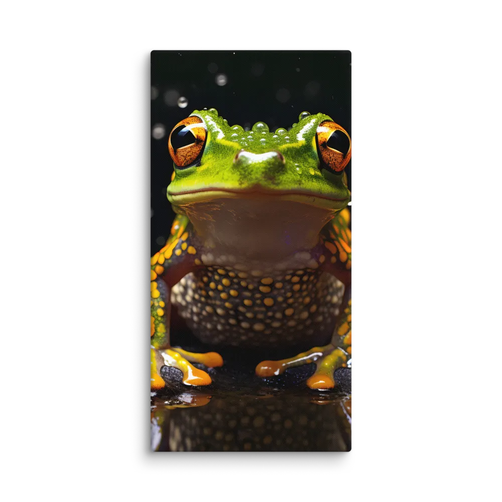 Emerald Elegance: The Frog in Focus | Canvas | 20″×40″