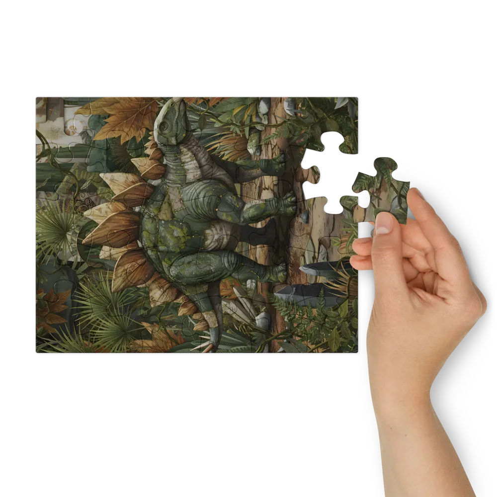 Mossbound Stegosaurus 
 Jigsaw Puzzle in Tin Box