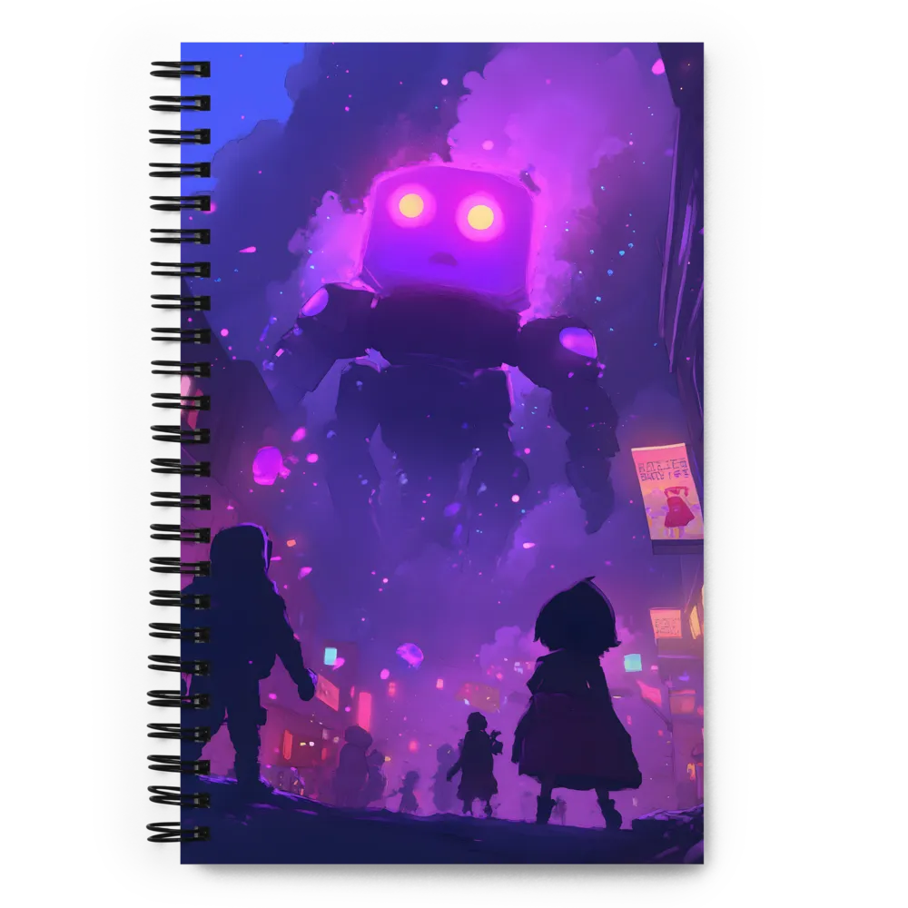 Awakening of the Neon Guardian | Spiral Notebook