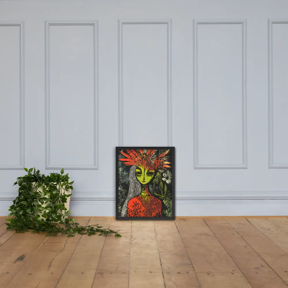 Mystical Flora: A Surreal Portrait | Poster with Black Frame | 16″×20″