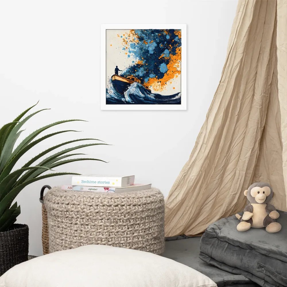 Paintstorm at Sea 
 Poster with White Frame | 14″x 14″