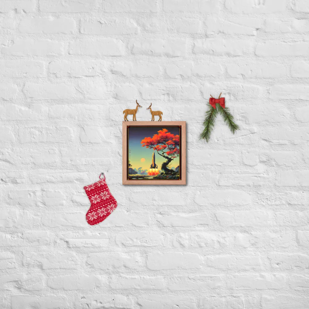 Autumn Launch 
 Poster with Red oak Frame | 10″x 10″