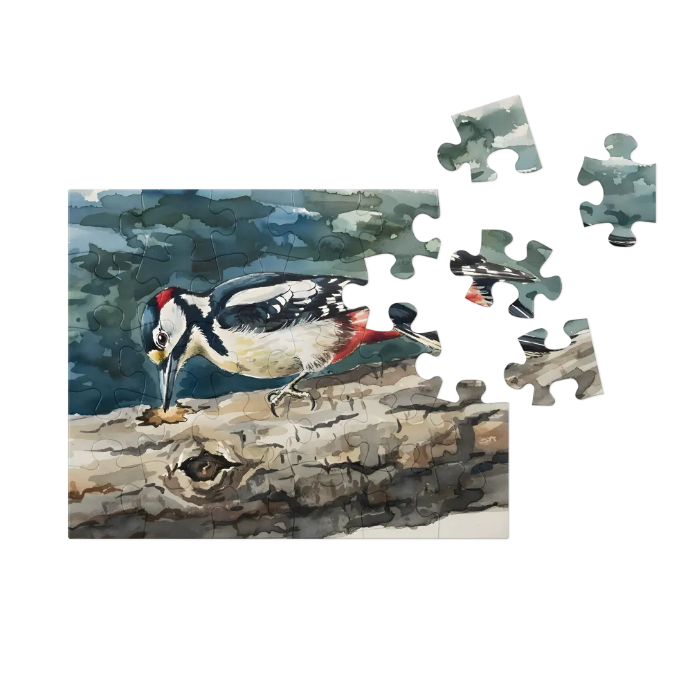 Woodpecker Study 
 Jigsaw Puzzle in Tin Box