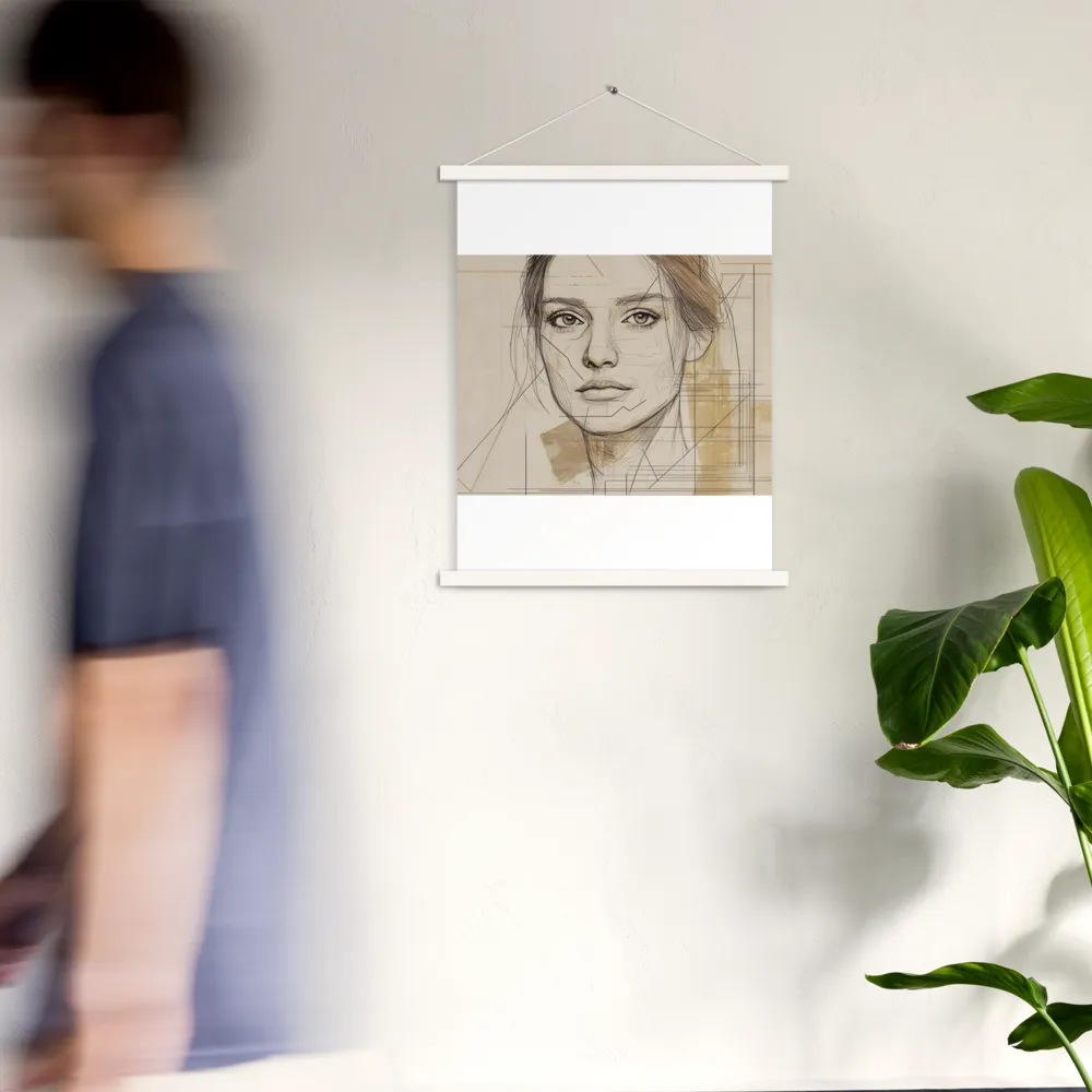 Geometric Elegance: A Modern Portrait | Poster With White Wood Hanger | 18″×24″