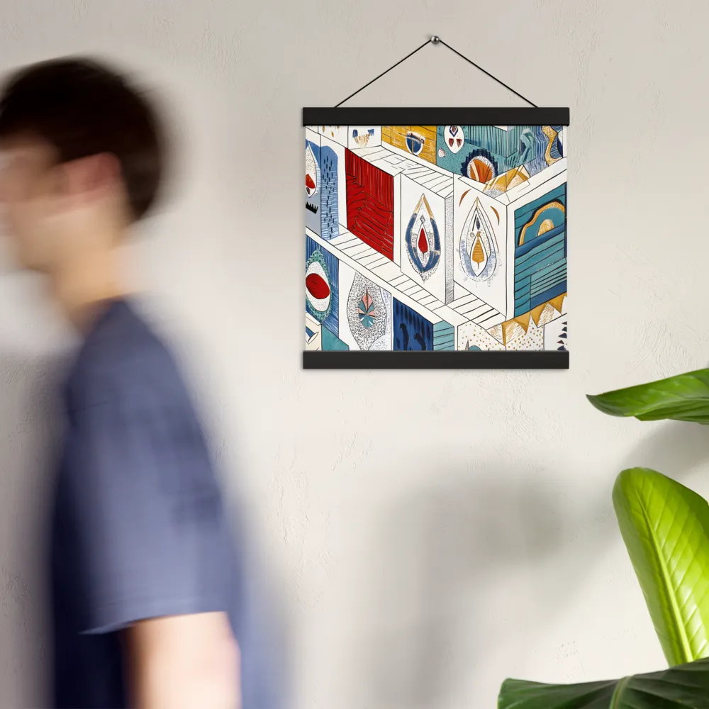 Symphony of Geometric Harmony | Poster With Black Wood Hanger | 12″×12″