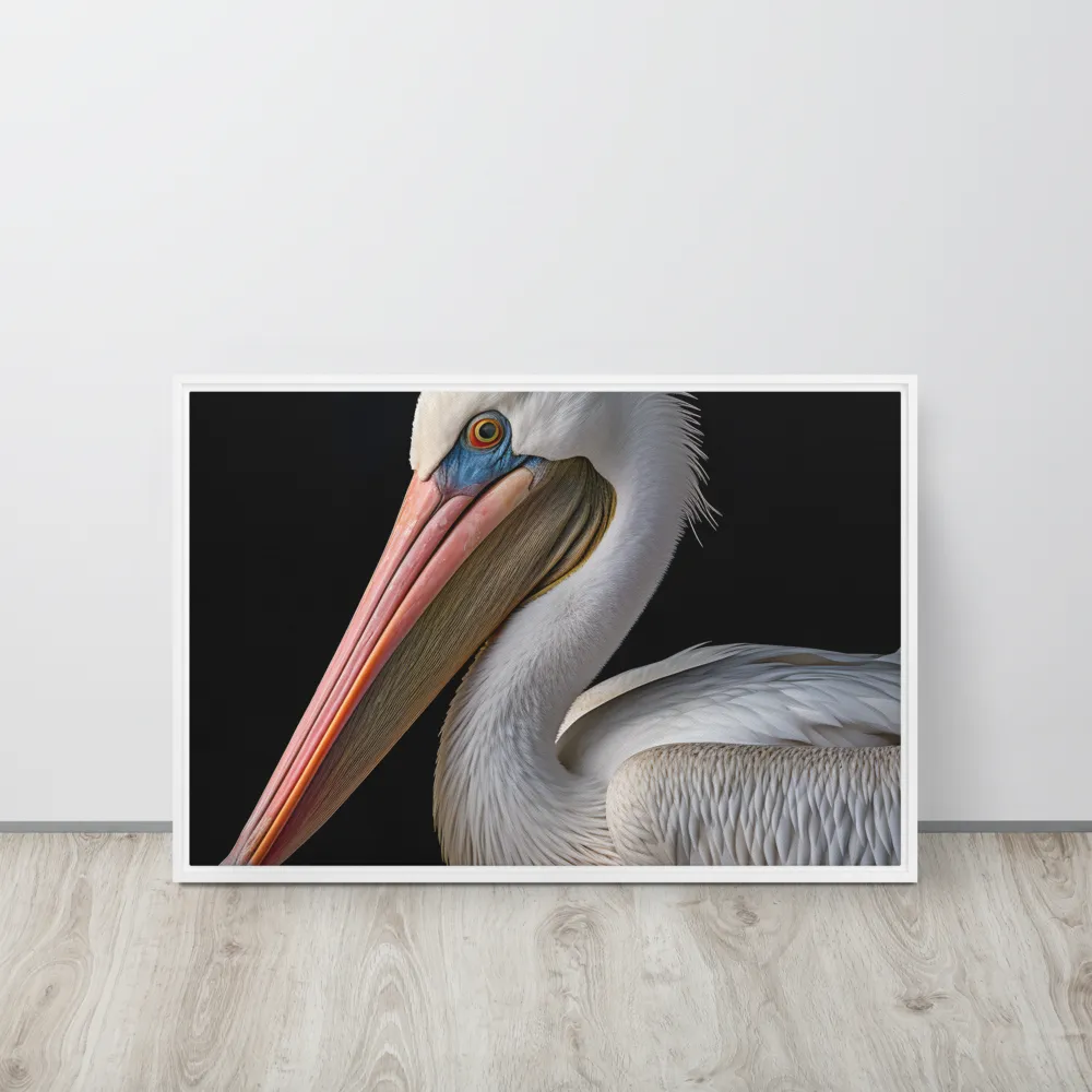 Elegance in White: The Pelican | Canvas with White Frame | 20″×30″