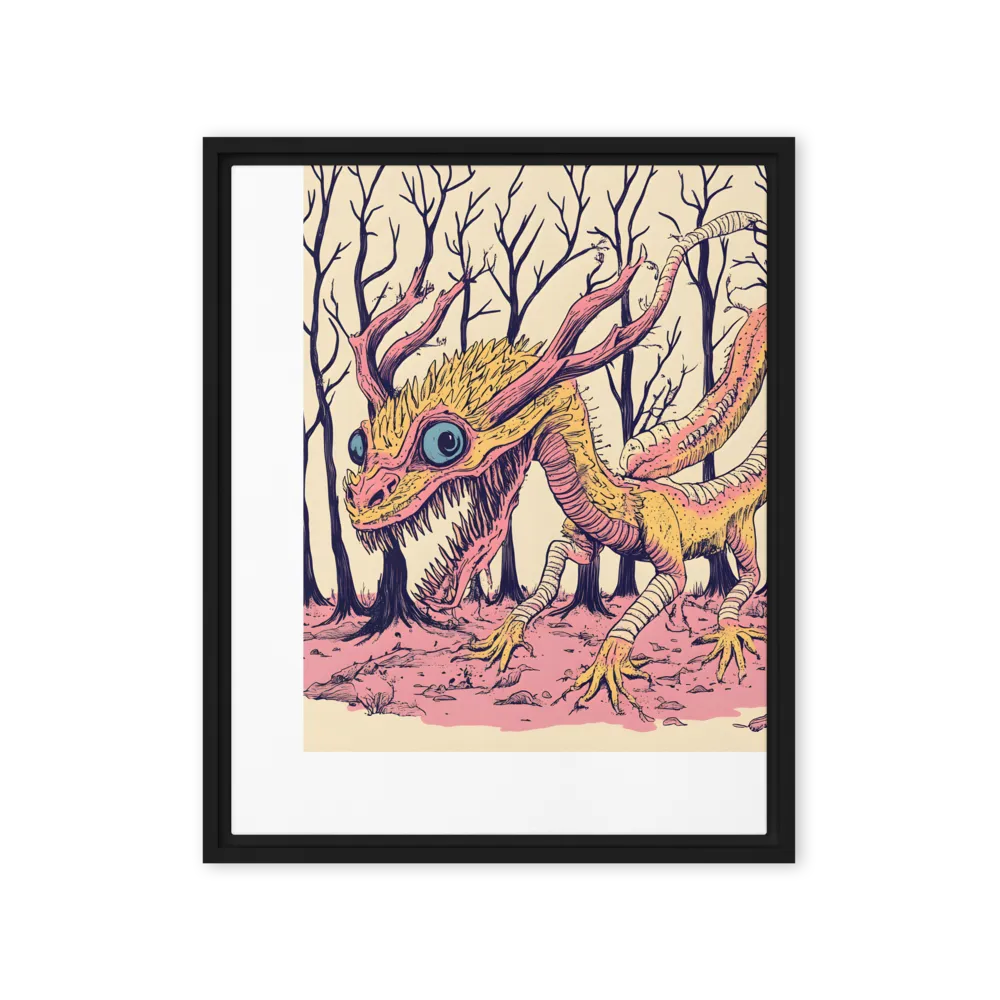 The Enigmatic Dragon of the Desolate Forest | Canvas with Black Frame | 16″×20″