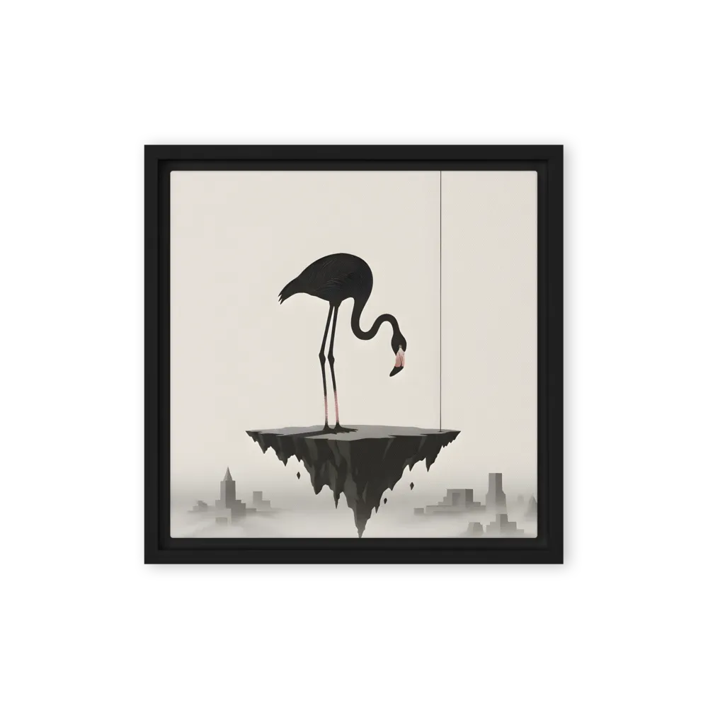 The Isolated Flamingo City 
 Canvas with Black Frame