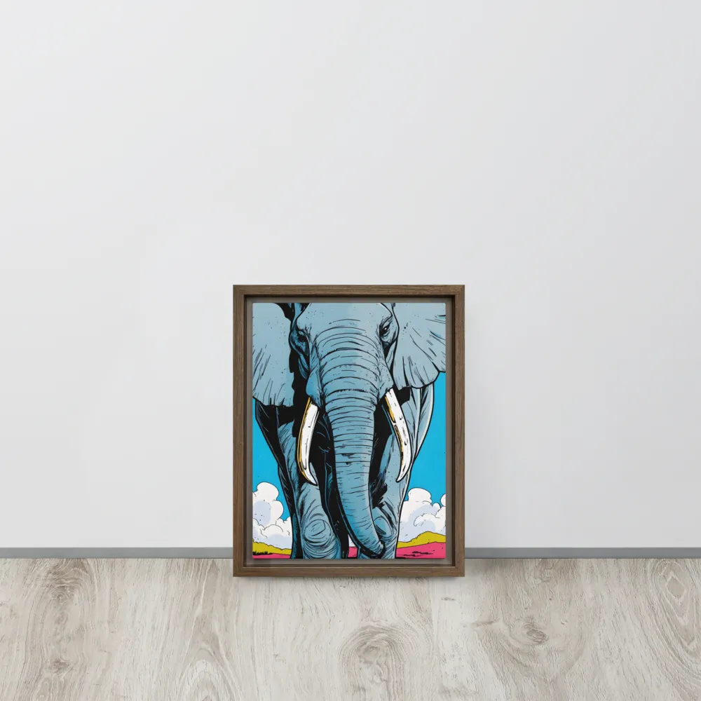 Majestic Presence: The Elephant | Canvas with Brown Frame | 9″×12″