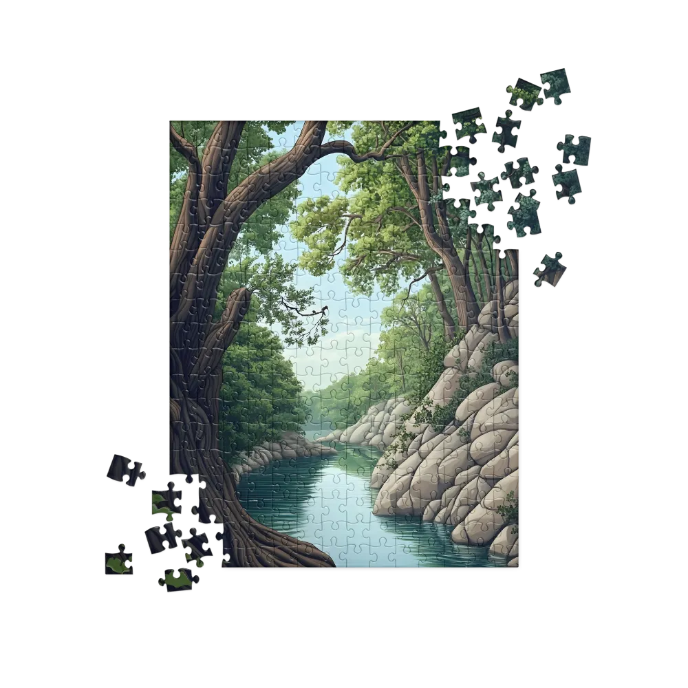 Tranquil Reflections: A Serene River Landscape | Jigsaw Puzzle | 252 pieces