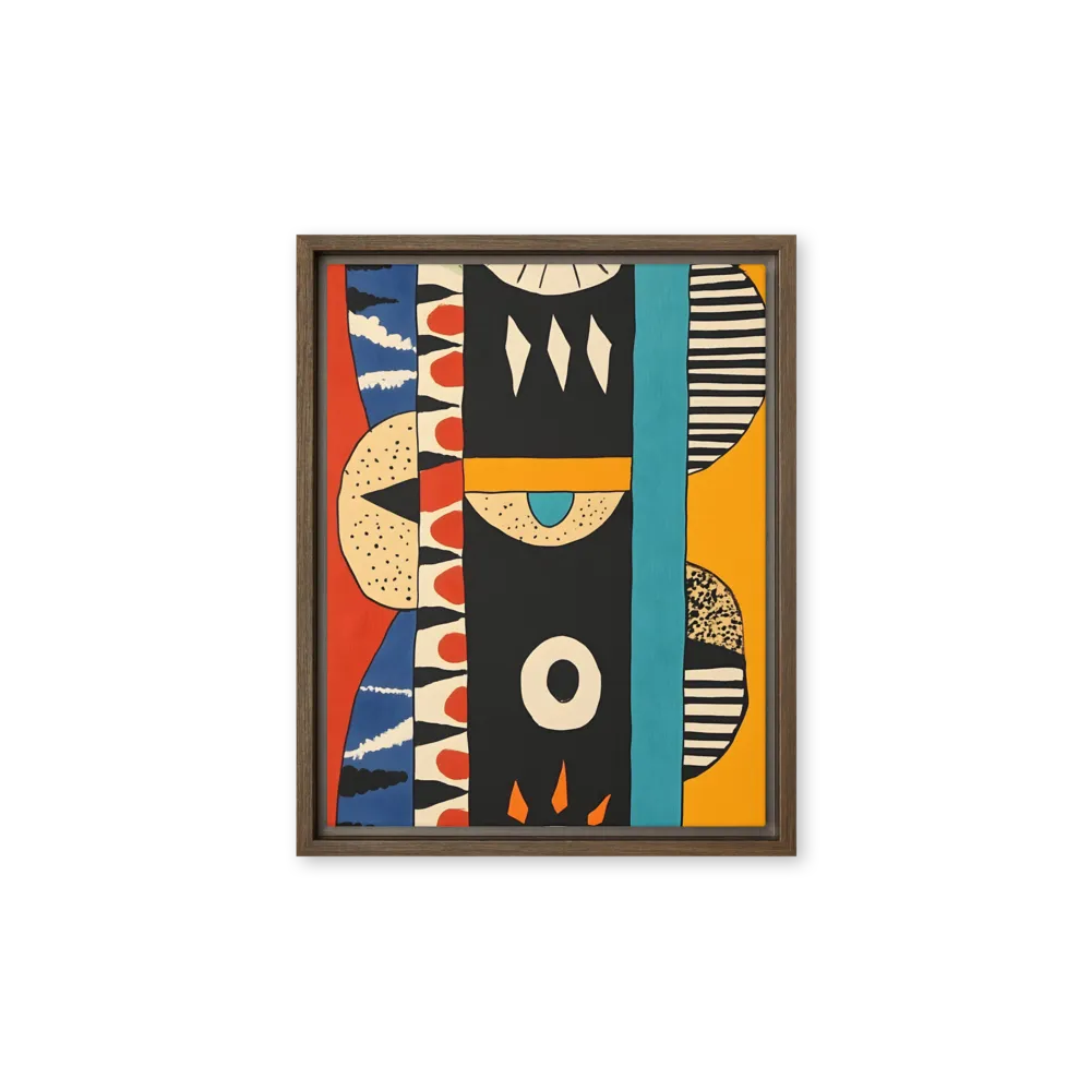 Playful Geometry: A Modern Abstract Exploration | Canvas with Brown Frame | 11″×14″