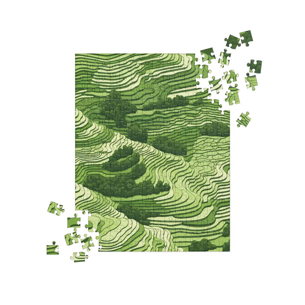 Waves of Green: An Abstract Landscape | Jigsaw Puzzle | 252 pieces