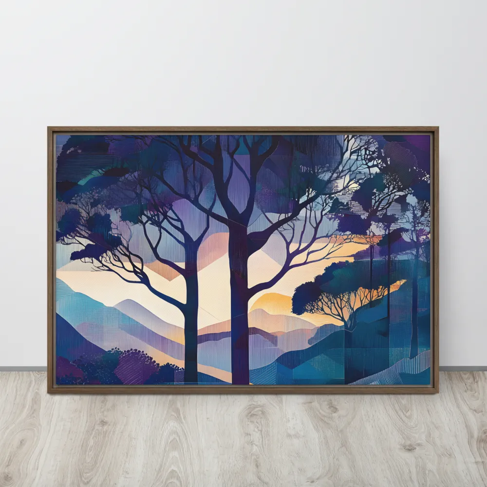 Tranquil Geometry: A Journey Through Color | Canvas with Brown Frame | 24″×36″