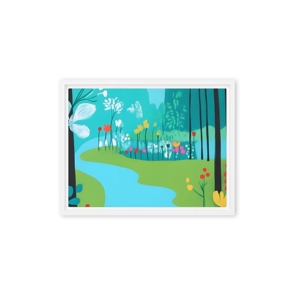 Whispers of Spring: A Colorful Retreat | Canvas with White Frame | 12″×16″