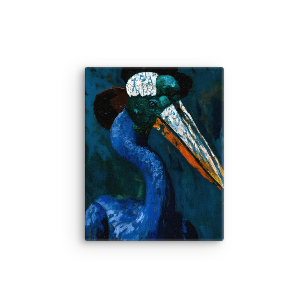 Majestic Absurdity: The Hat-Wearing Bird | Thin Canvas | 8″×10″