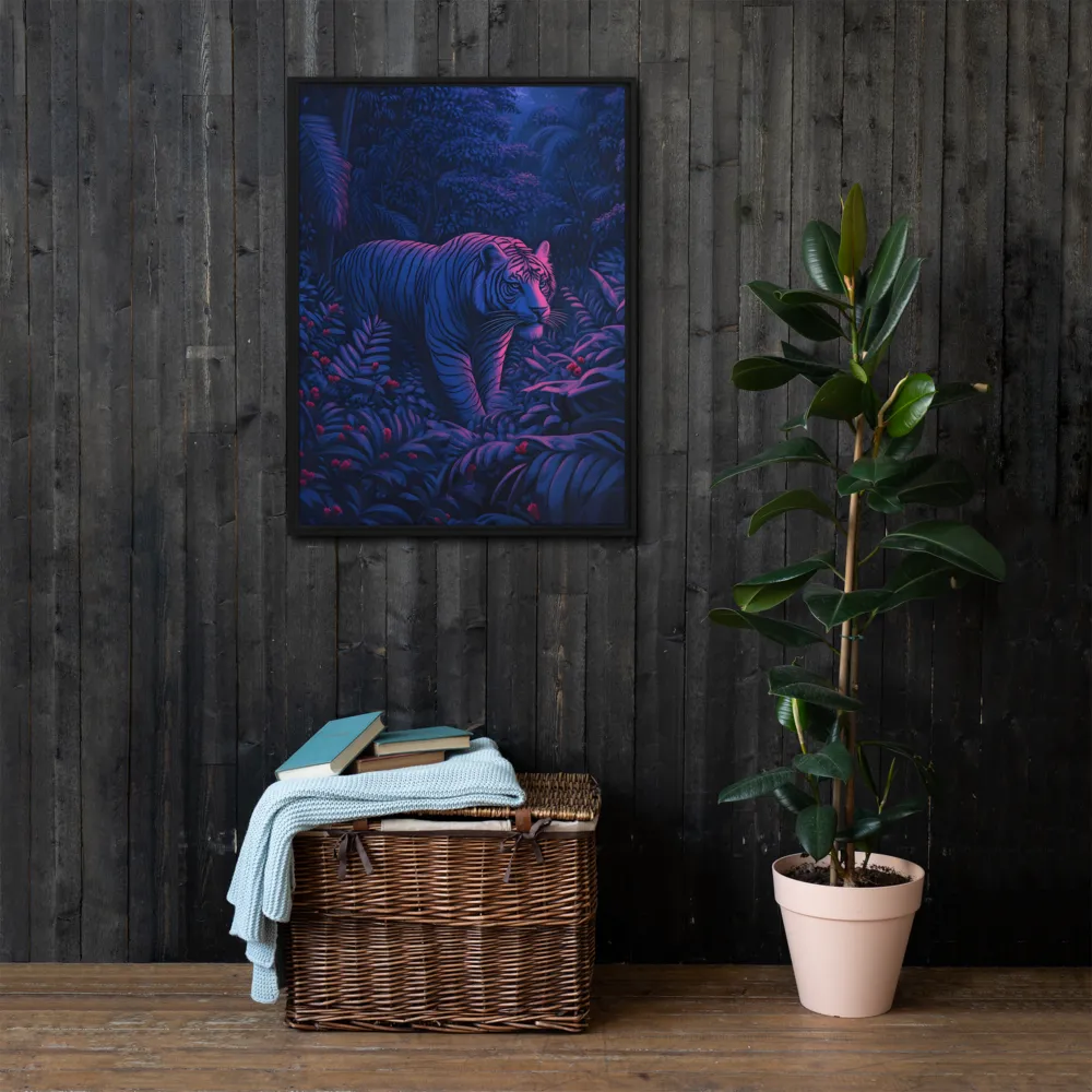 Mystic Prowler: The White Tiger in the Jungle | Canvas with Black Frame | 24″×32″