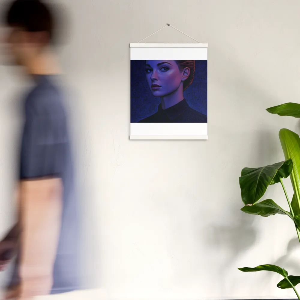 Ethereal Portrait in Blue and Red | Poster With White Wood Hanger | 16″×20″