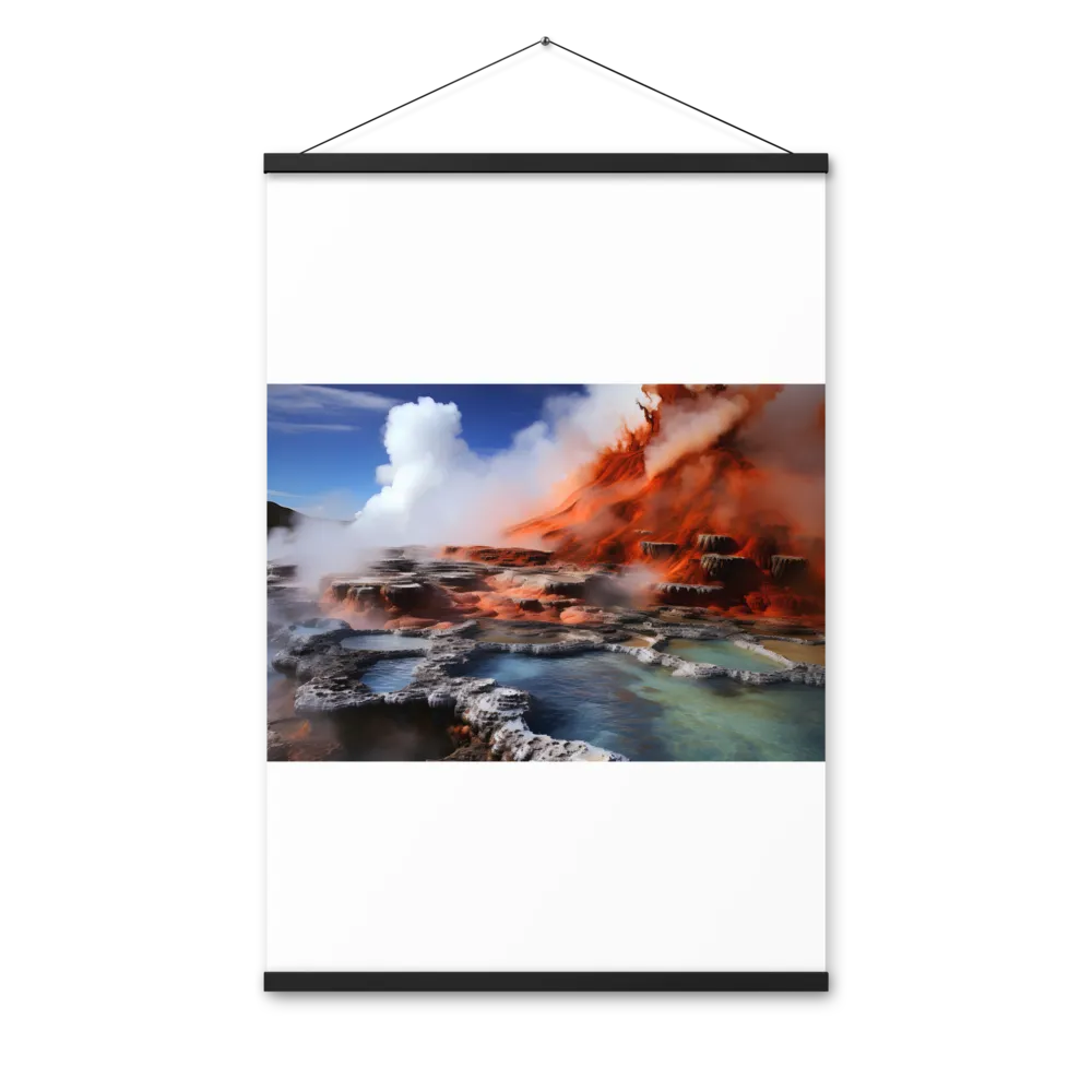 Nature's Fury: The Volcano's Expression | Poster With Black Wood Hanger | 24″×36″