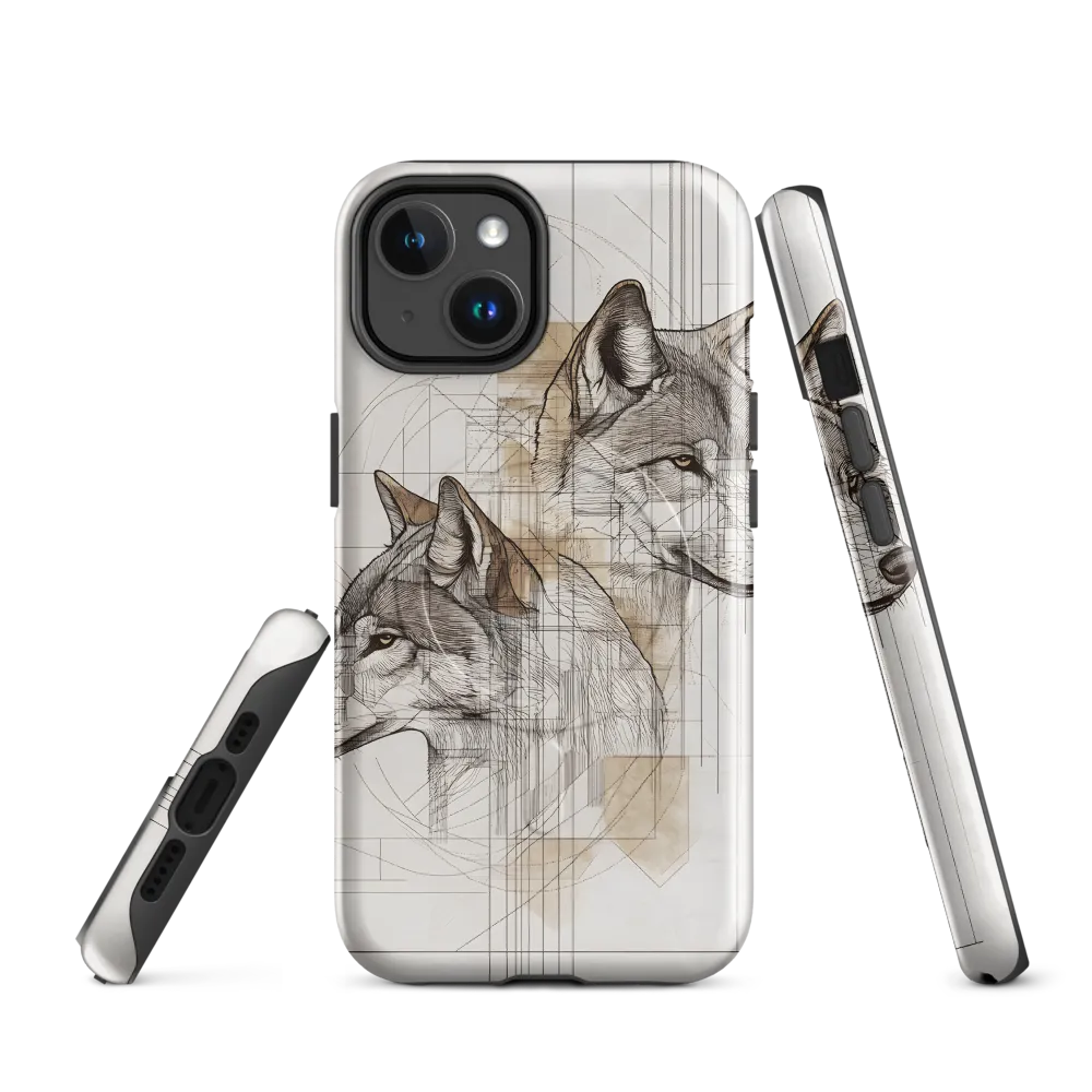 Geometric Harmony: The Essence of Wolves | Phone Case |  14 | MagSafe® Tough Case | Glossy