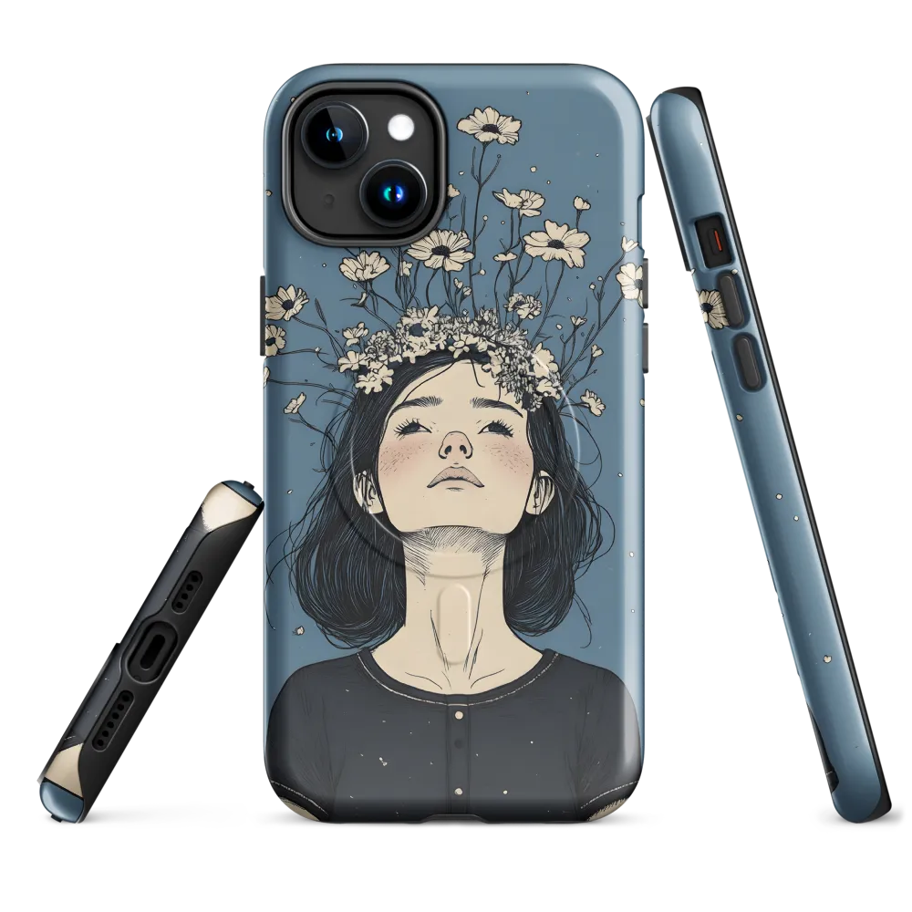 Floral Serenity: A Portrait of Tranquility | Phone Case |  15 Plus | MagSafe® Tough Case | Glossy