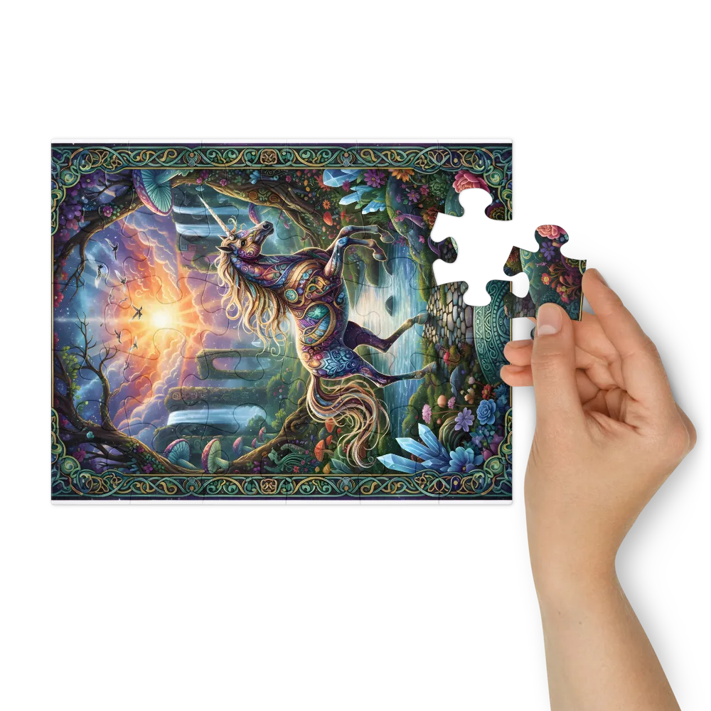 Enchanted Unicorn 
 Jigsaw Puzzle in Tin Box