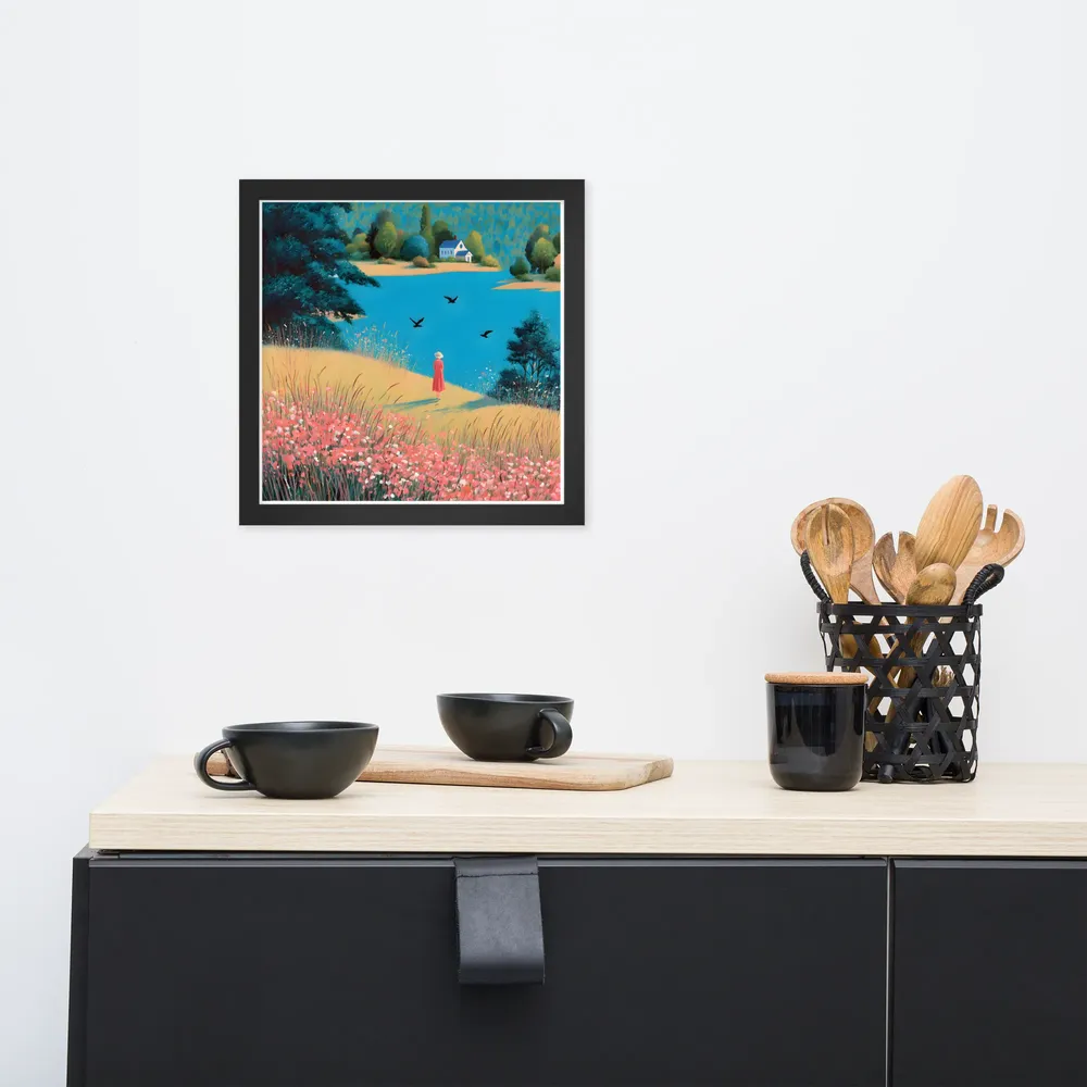 Lakeside Reverie 
 Poster with Black Frame | 12″x 12″