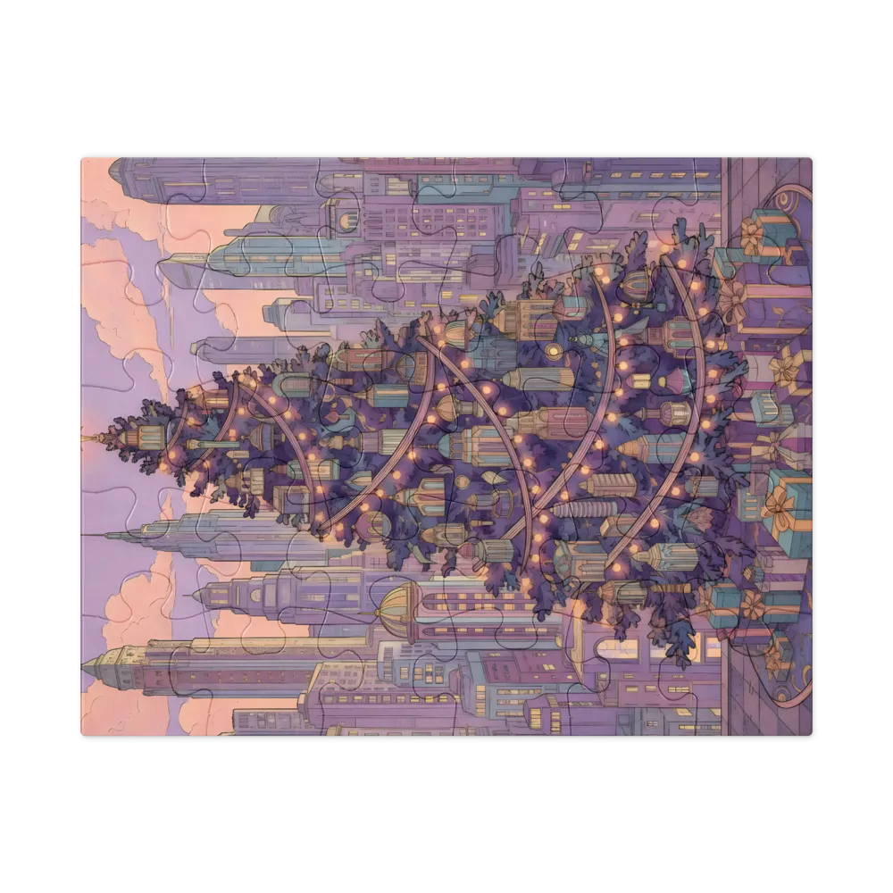 Rooftop Christmas Tree 
 Jigsaw Puzzle in Tin Box