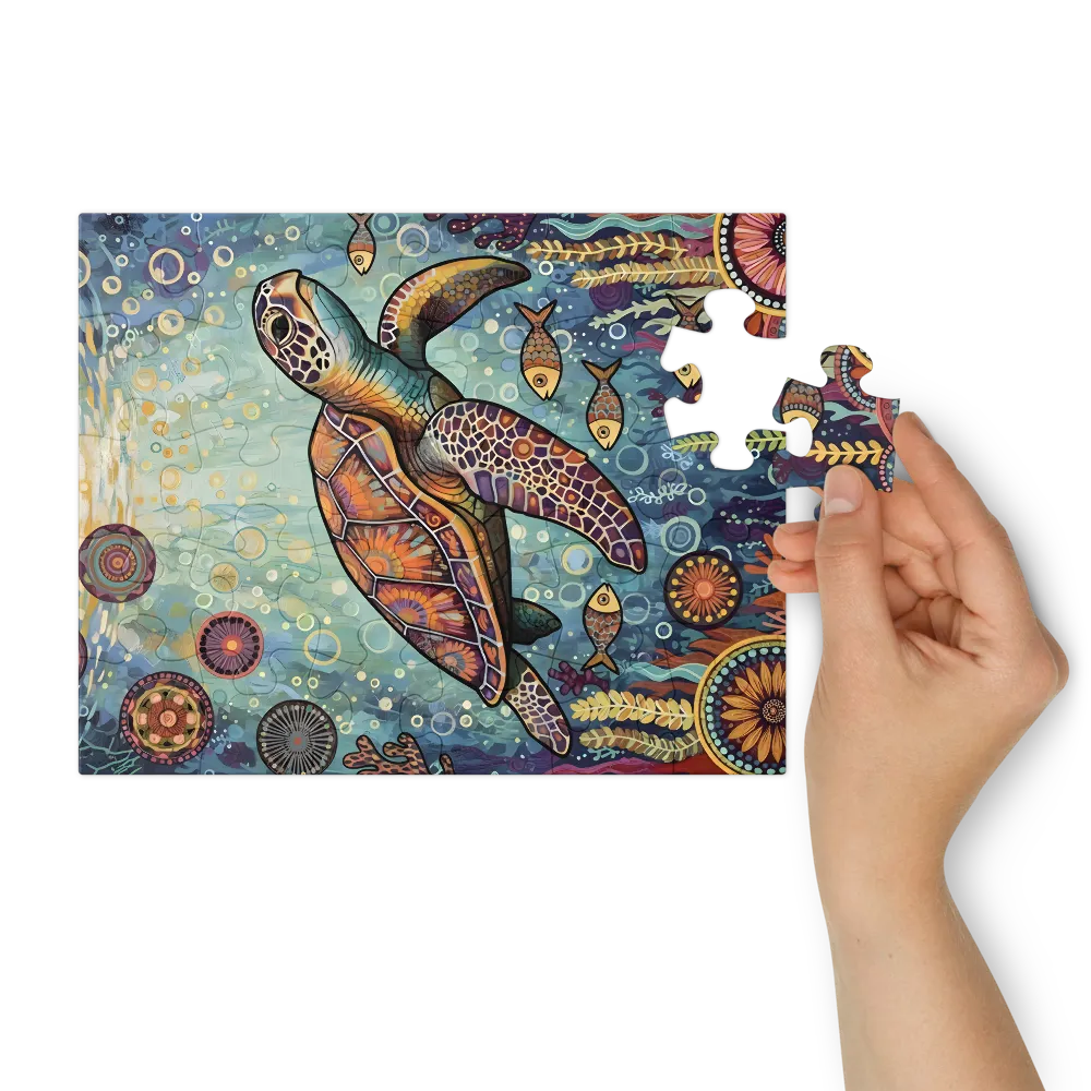 Mandala Sea Turtle 
 Jigsaw Puzzle in Tin Box