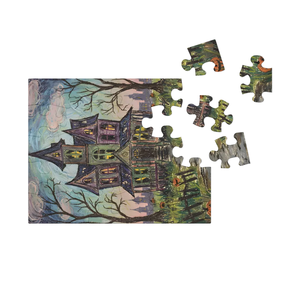 Haunted House at Dusk 
 Jigsaw Puzzle in Tin Box
