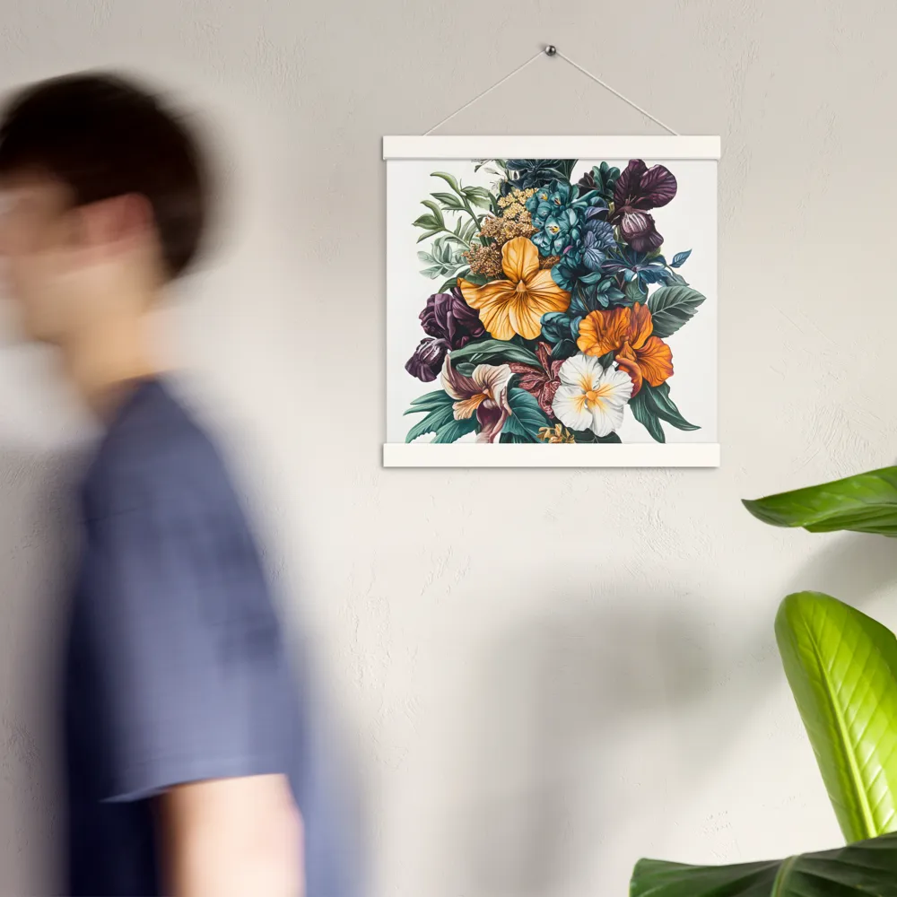 Floral Symphony | Poster With White Wood Hanger | 12″×12″