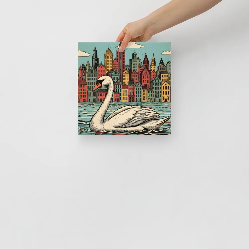 Swan in the City 
 Canvas | 10″x 10″