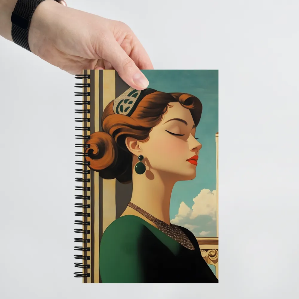 Elegance in Art Deco: A Portrait of Grace | Spiral Notebook