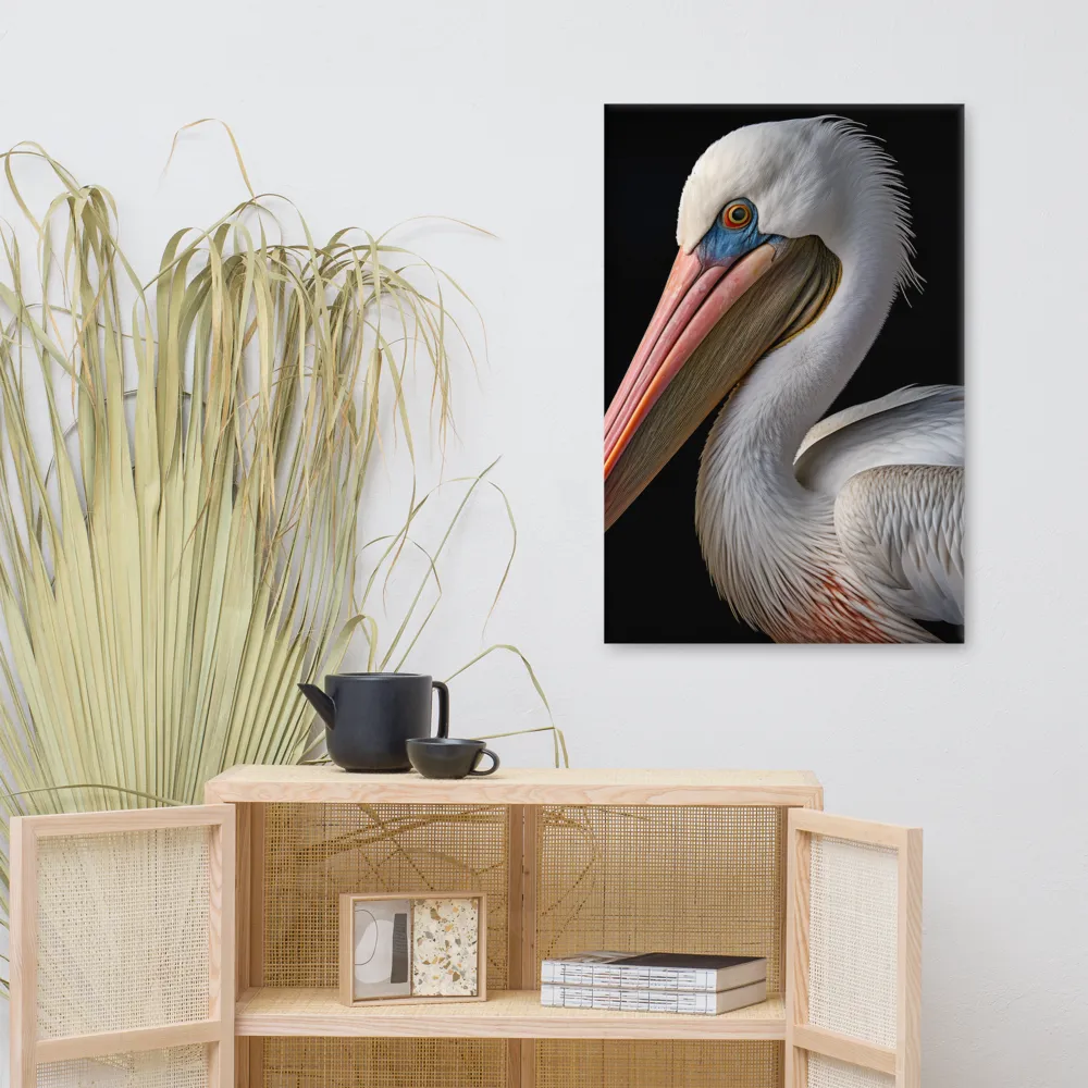 Elegance in White: The Pelican | Canvas | 24″×36″