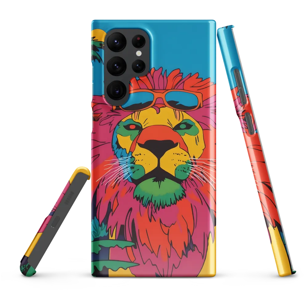 Lion with Sunglasses: A Vibrant Tropical Portrait | Phone Case |  S22 Ultra | Snap Case | Glossy