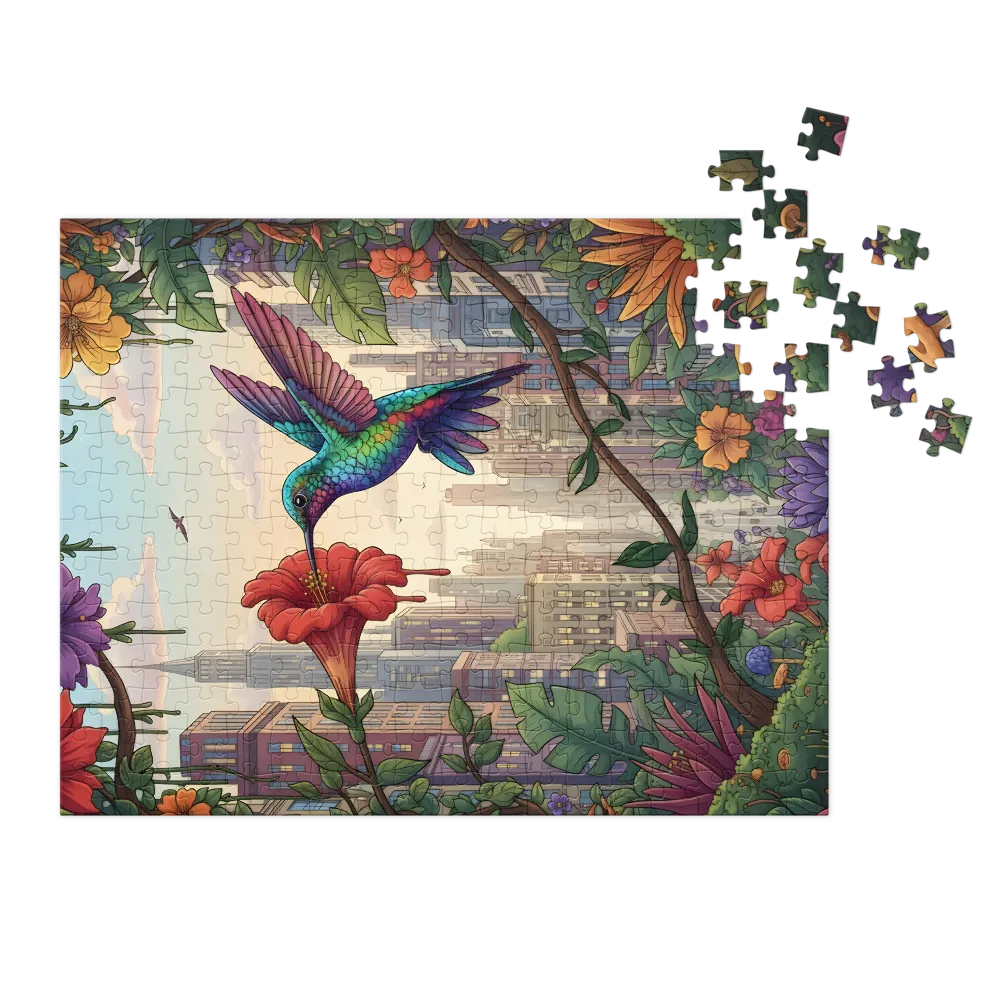 Urban Bloom: Hummingbird 
 Jigsaw Puzzle in Tin Box