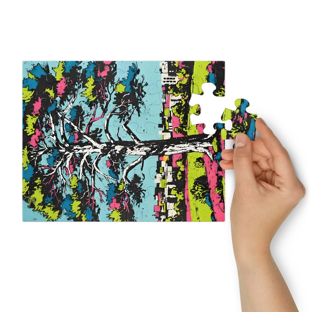 Neon City Pine 
 Jigsaw Puzzle in Tin Box