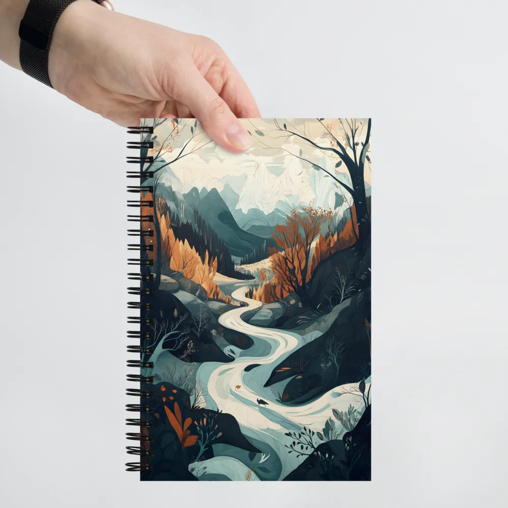 Winding Serenity: A Digital Landscape | Spiral Notebook