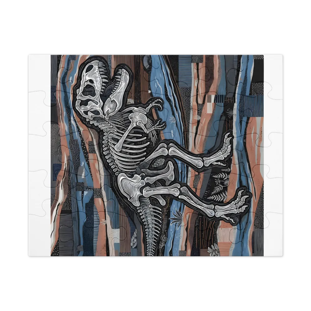 T‑Rex Skeleton Illustration 
 Jigsaw Puzzle in Tin Box