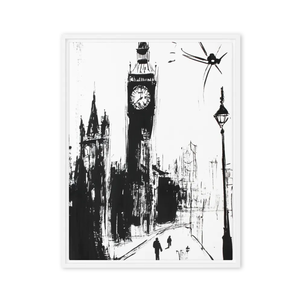 Clock Tower in Motion | Canvas with White Frame | 24″×32″