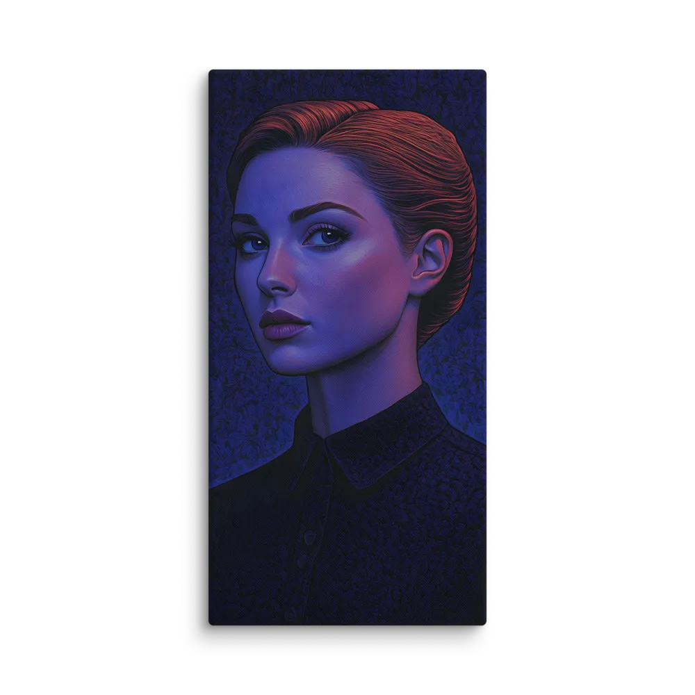 Ethereal Portrait in Blue and Red | Canvas | 24″×48″