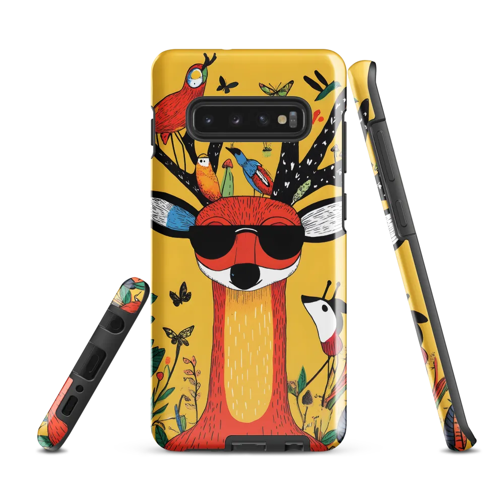 Playful Deer with Sunglasses | Phone Case |  S10 Plus | Tough Case | Glossy