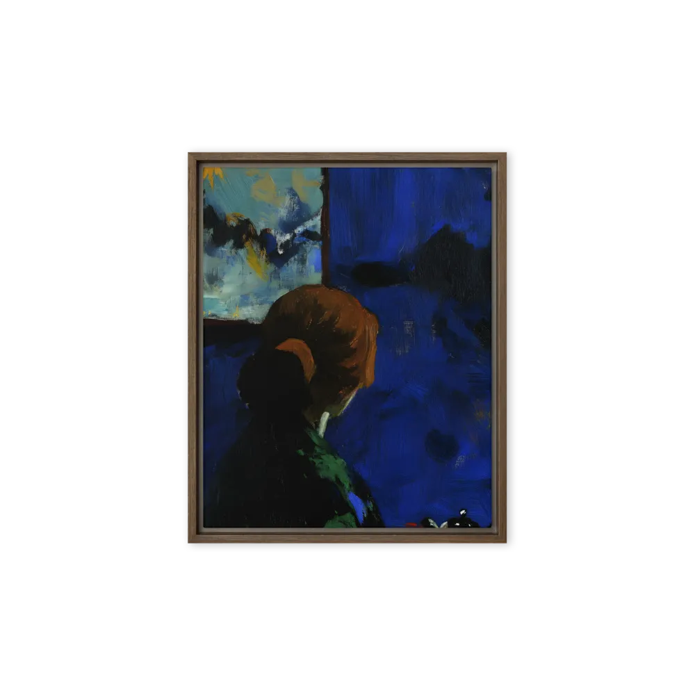 Contemplation Under the Night Sky | Canvas with Brown Frame | 8″×10″