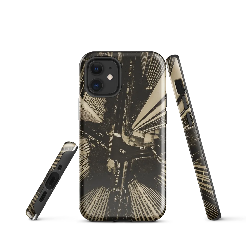 Urban Symphony: Aerial Perspective of City Life | Phone Case |  12 mini | Tough Case | Glossy